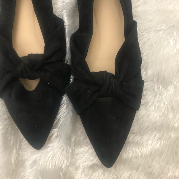 Via Spiga Black suede pointed toe bow flats size 9 - Picture 2 of 6